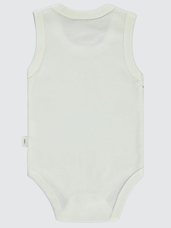 Civil Baby Ayıcık Empirme Baskılı Sfr.Kol1-36 Ay Çıtçıtlı Badi - Ekru