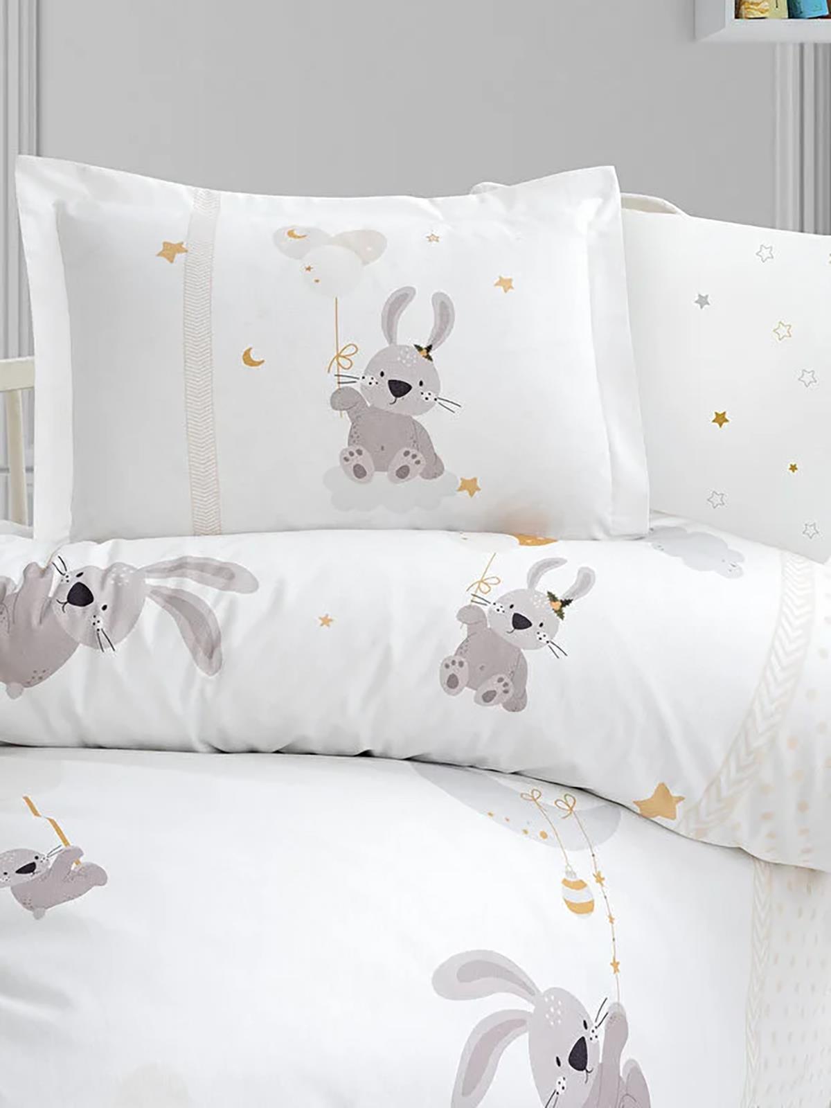 Kanz Ranforce Bebek Nevresim Takımı 100x150 cm - Gri