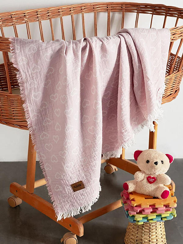 Kanz Jakarlı Müslin Bebek Örtüsü 100x110 cm - Pembe