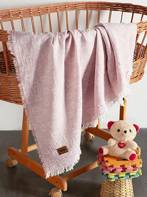 Kanz Jakarlı Müslin Bebek Örtüsü 100x110 cm - Pembe