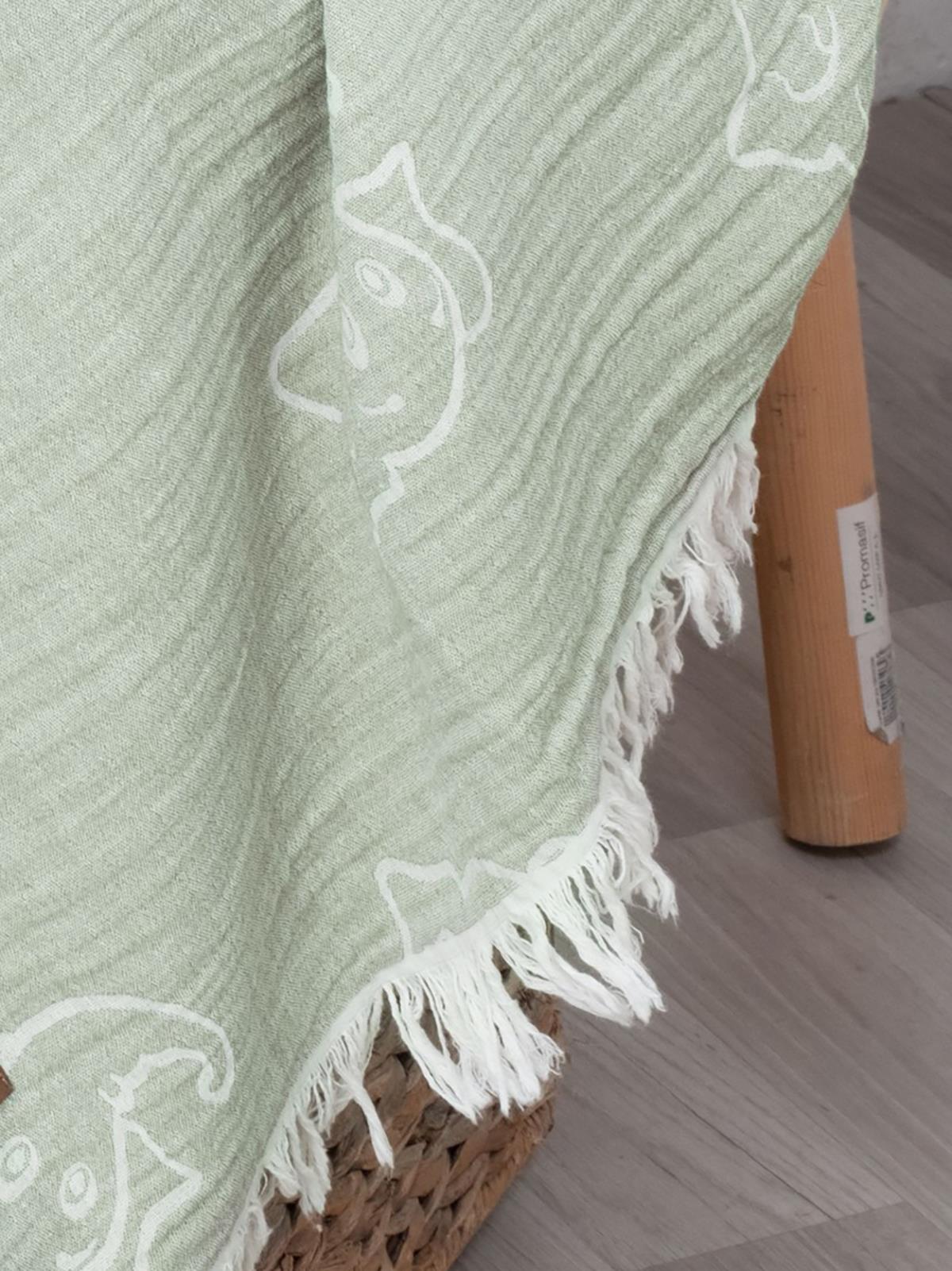 Kanz Jakarlı Müslin Bebek Örtüsü 100x110 cm - Haki