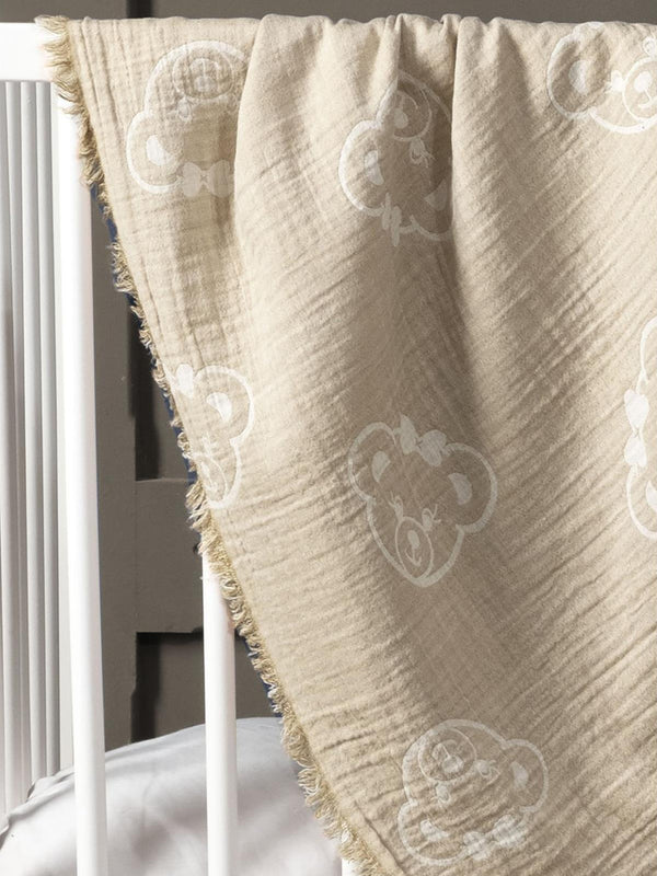 Kanz Jakarlı Müslin Bebek Örtüsü 100x110 cm - Kahve