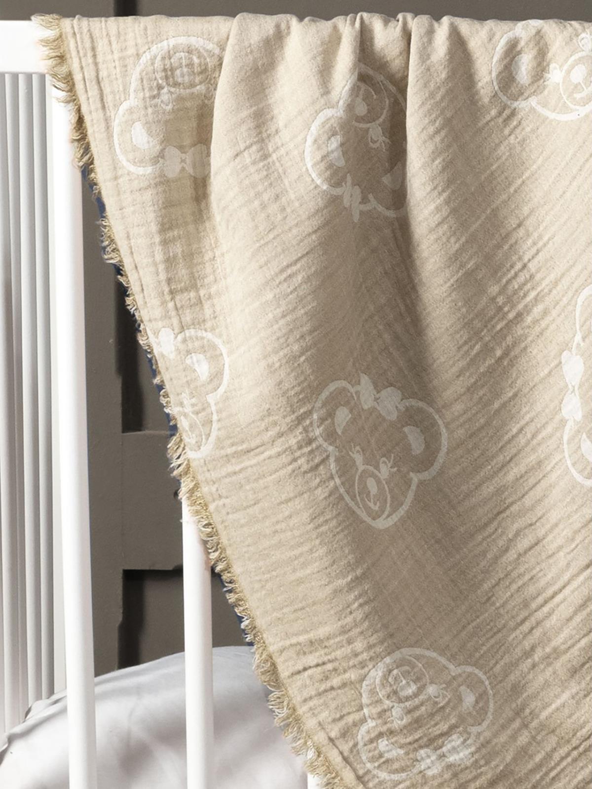 Kanz Jakarlı Müslin Bebek Örtüsü 100x110 cm - Kahve