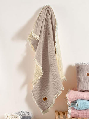 Kanz 5 Kat Dolgulu Müslin Bebek Örtüsü 90x110 cm - Bej