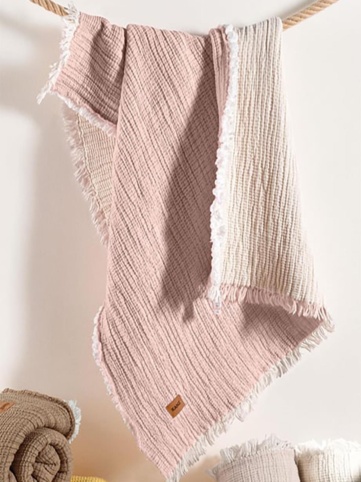 Kanz 5 Kat Dolgulu Müslin Bebek Örtüsü 90x110 cm - Pudra