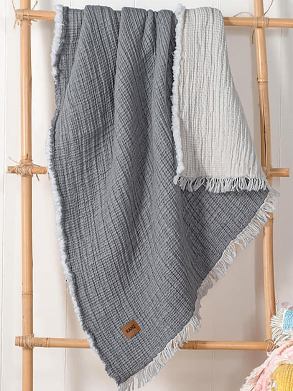 Kanz 5 Kat Dolgulu Müslin Bebek Örtüsü 90x110 cm - Gri