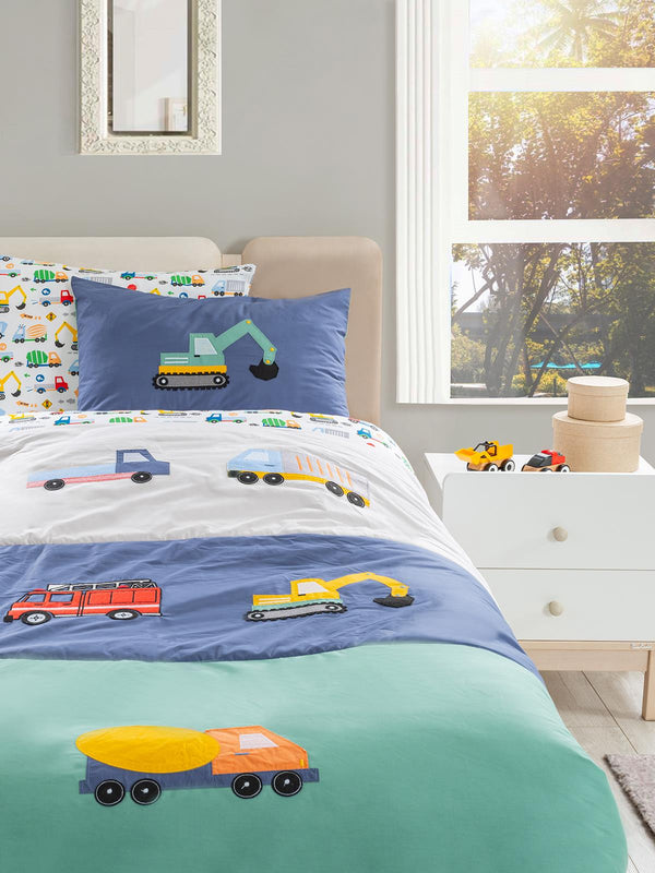 Tiffany İş Makinesi 3'lü Tek Kişilik Nevresim Takımı