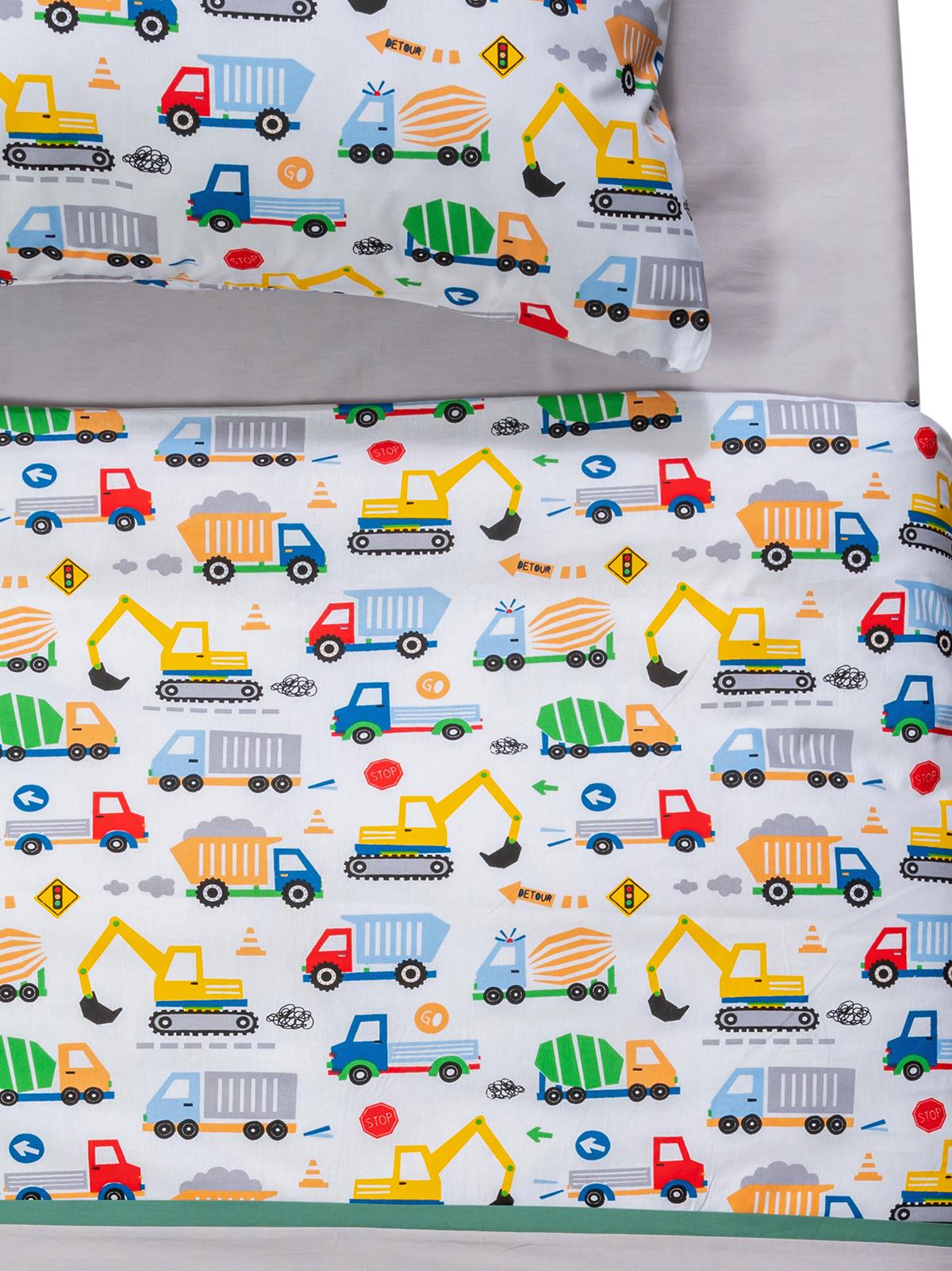 Tiffany İş Makinesi 3'lü Tek Kişilik Nevresim Takımı