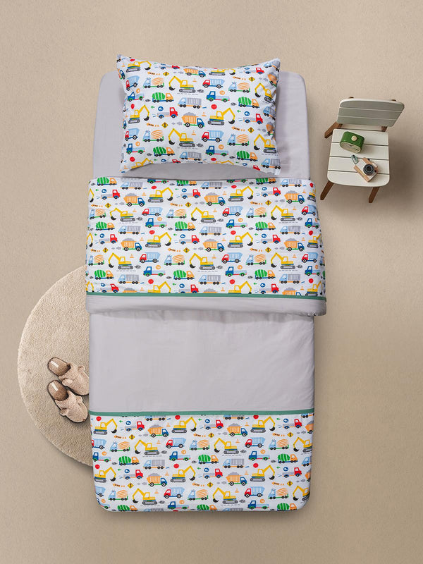 Tiffany İş Makinesi 3'lü Tek Kişilik Nevresim Takımı