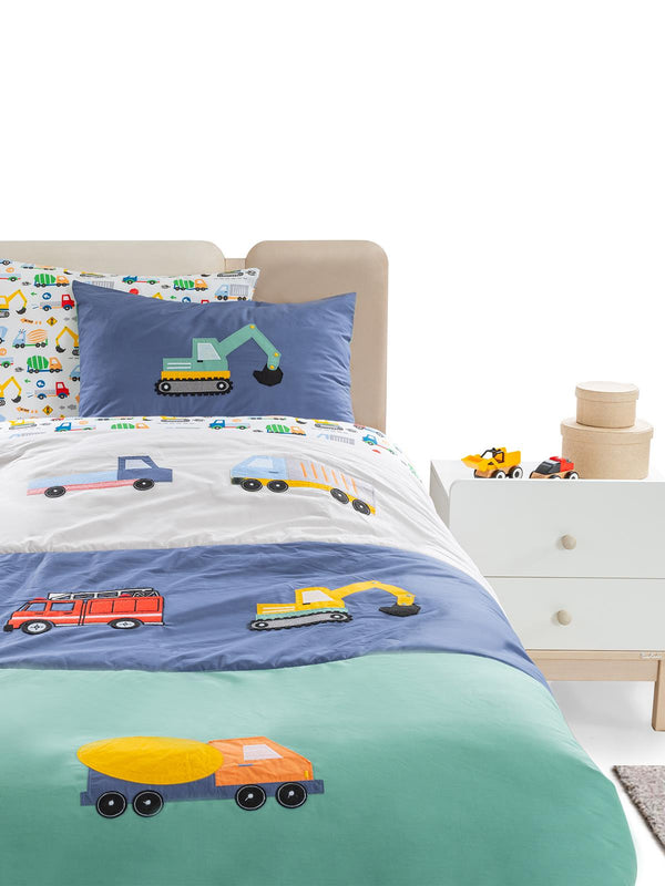 Tiffany İş Makinesi 3'lü Tek Kişilik Nevresim Takımı