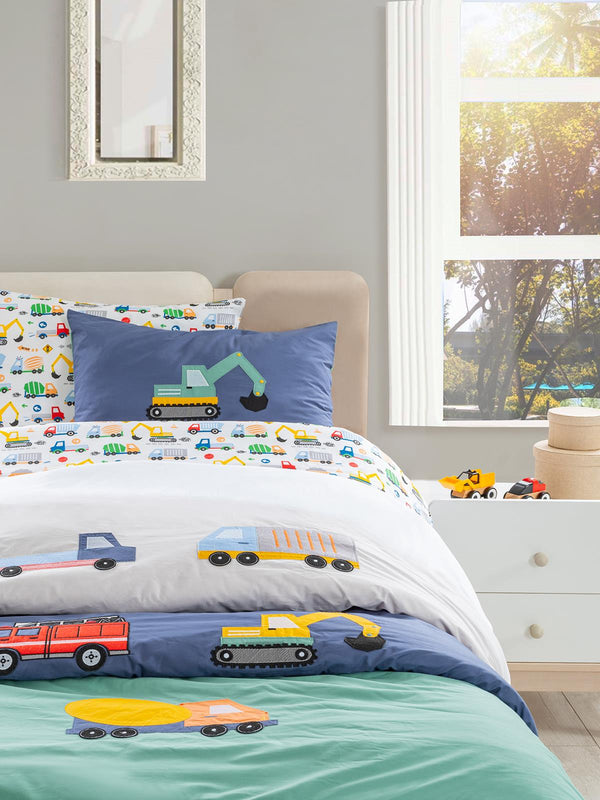 Tiffany İş Makinesi 3'lü Tek Kişilik Nevresim Takımı