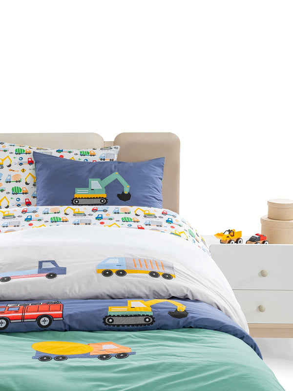 Tiffany İş Makinesi 3'lü Tek Kişilik Nevresim Takımı