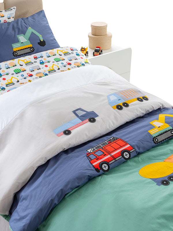 Tiffany İş Makinesi 3'lü Tek Kişilik Nevresim Takımı