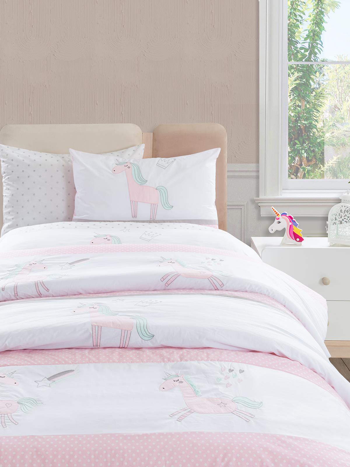 Tiffany Unicorn 3'lü Tek Kişilik Nevresim Takımı