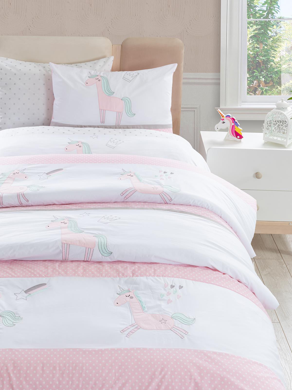 Tiffany Unicorn 3'lü Tek Kişilik Nevresim Takımı