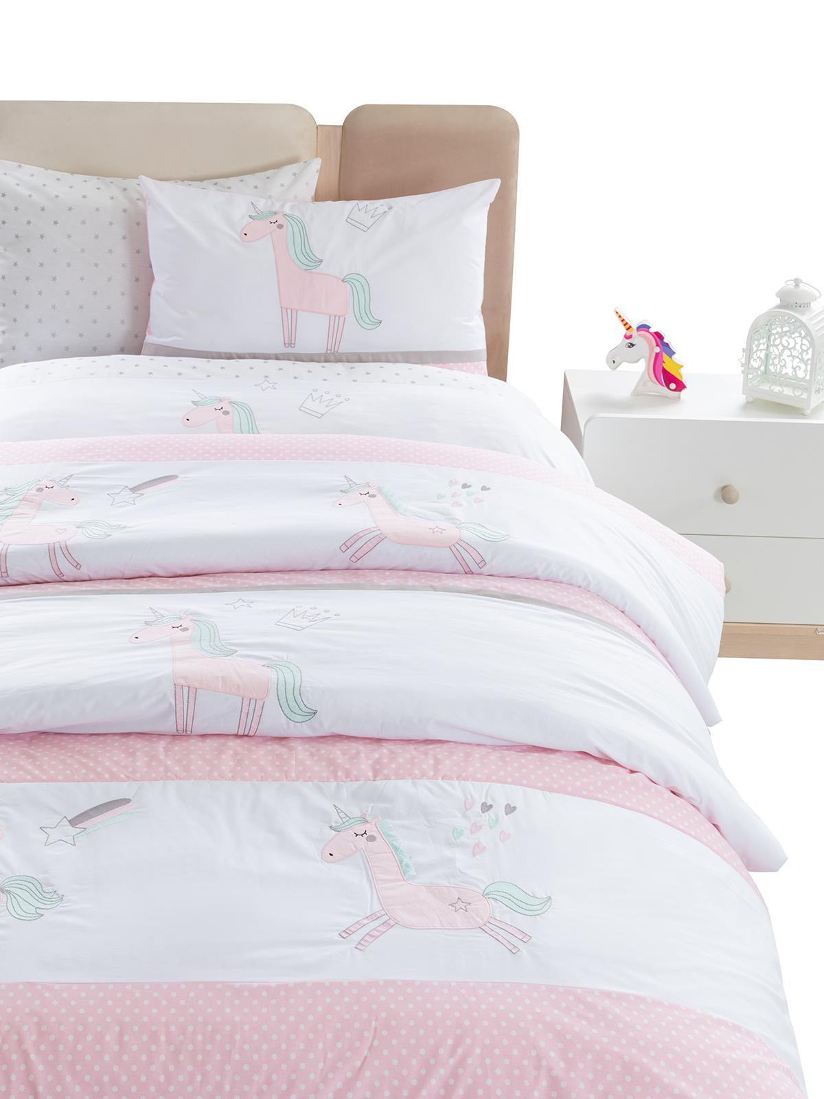 Tiffany Unicorn 3'lü Tek Kişilik Nevresim Takımı