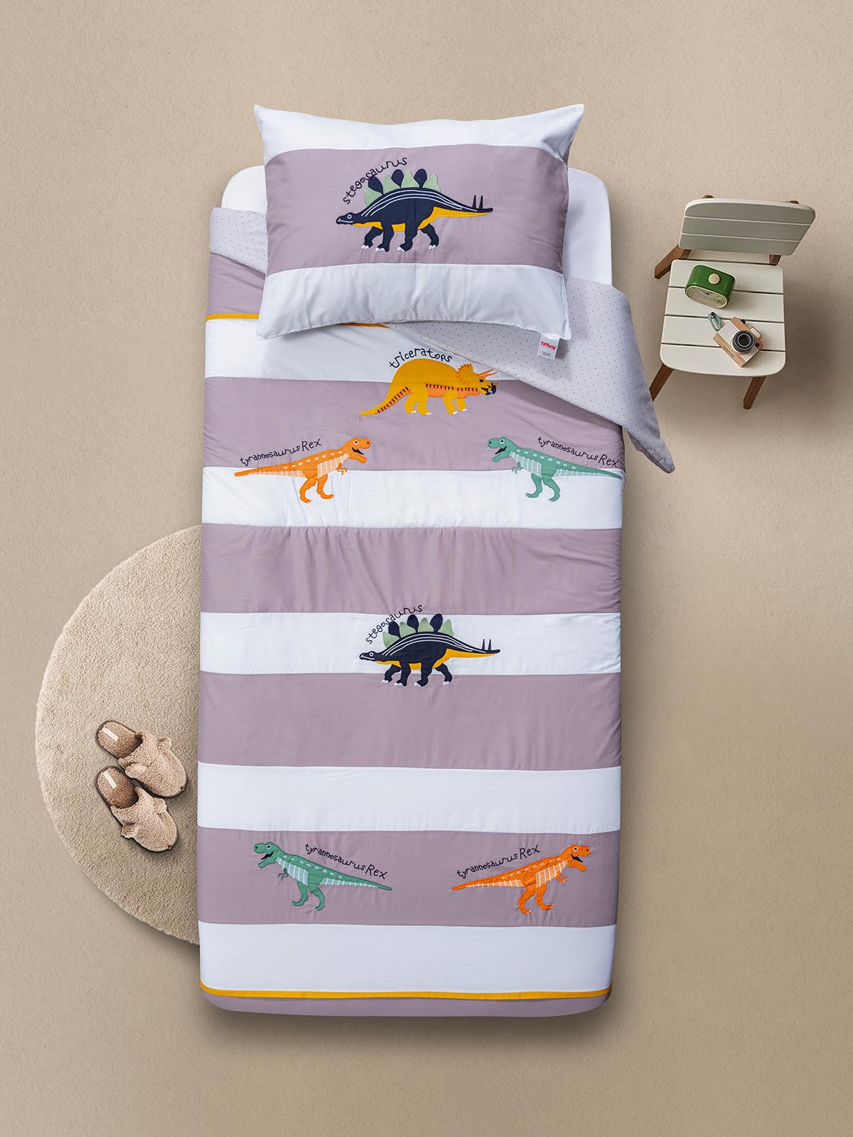 Tiffany Dinazor 3'lü Tek Kişilik Nevresim Takımı