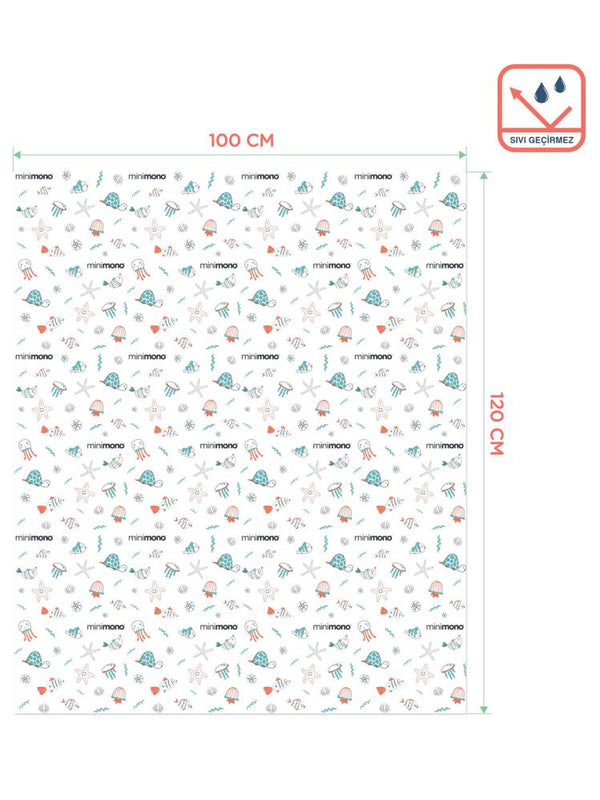 Minimono 3'Lü Desen Mama Sandalyesi Altı Ve Aktivite Örtüsü - Mavi