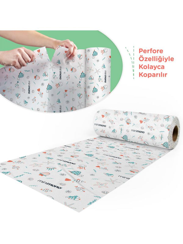 Minimono 3'Lü Desen Mama Sandalyesi Altı Ve Aktivite Örtüsü - Mavi