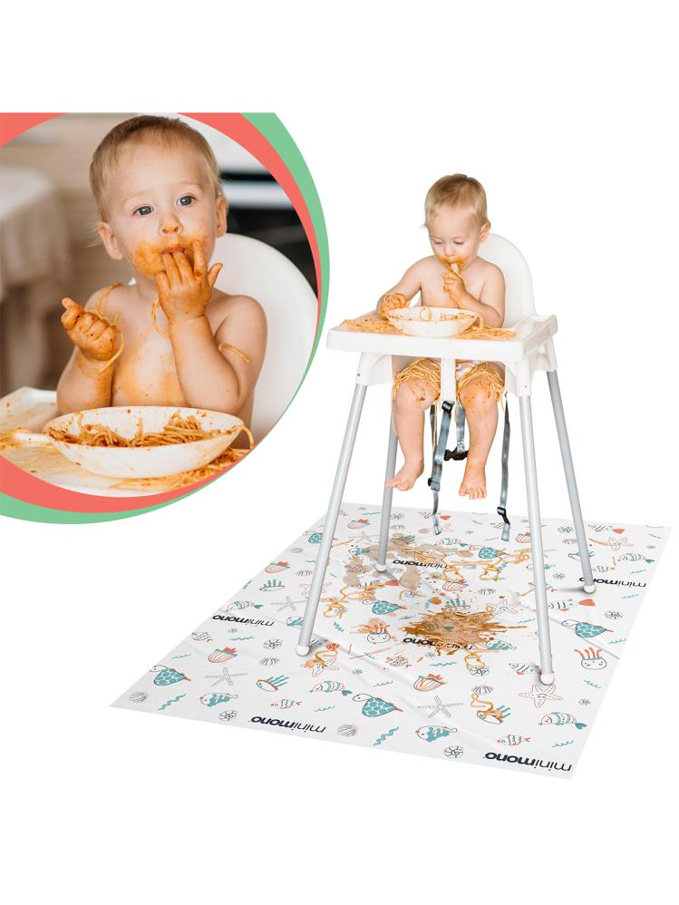 Minimono 3'Lü Desen Mama Sandalyesi Altı Ve Aktivite Örtüsü - Mavi