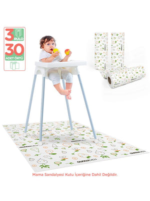 Minimono 3'Lü Desen Mama Sandalyesi Altı Ve Aktivite Örtüsü - Turuncu