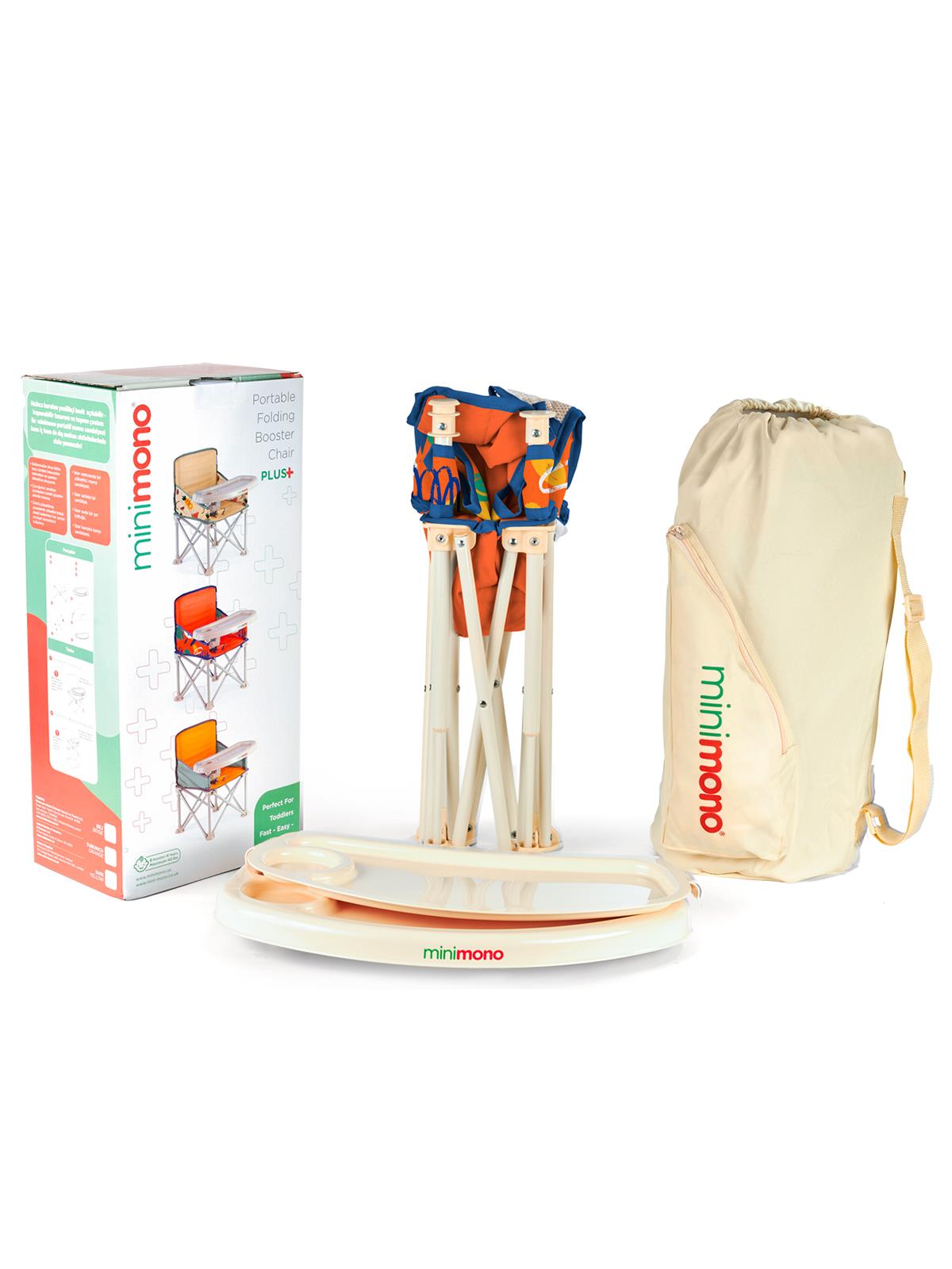 Minimono Büyük Boy Katlanır Portatif  Mama Sandalyesi - Turuncu