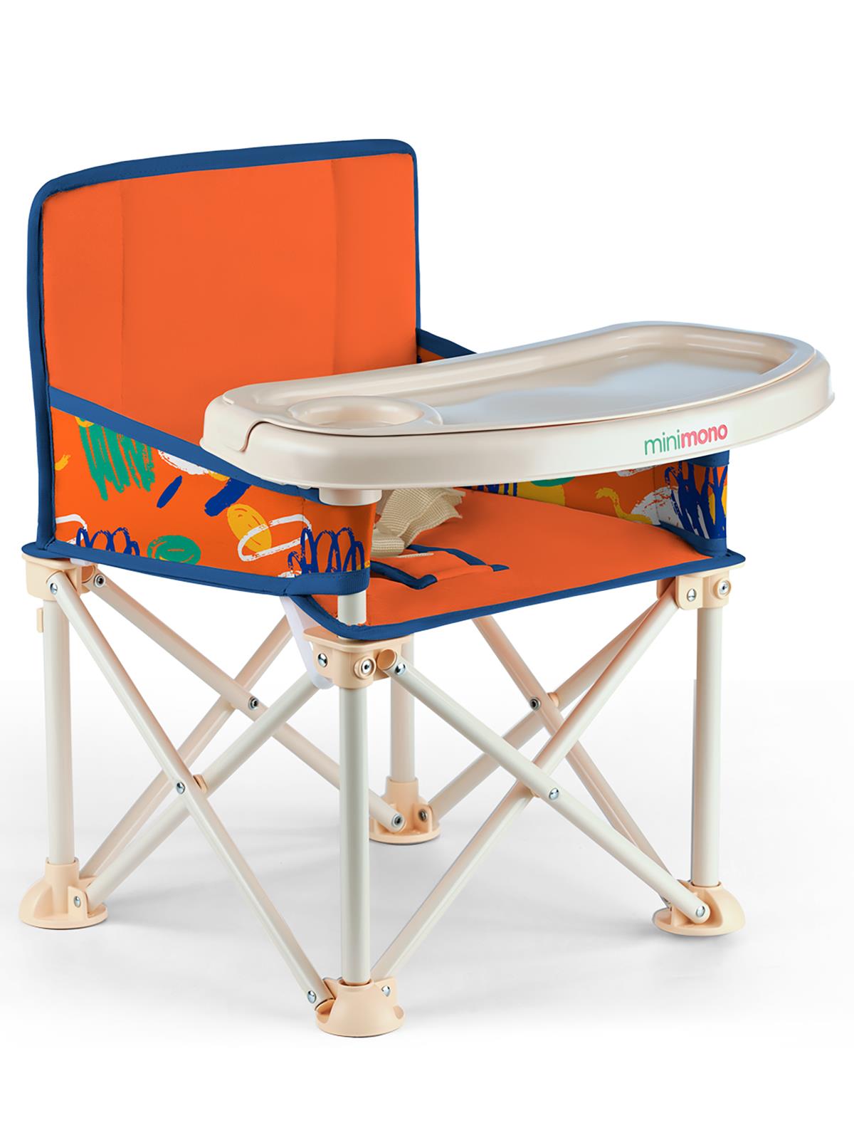 Minimono Büyük Boy Katlanır Portatif  Mama Sandalyesi - Turuncu