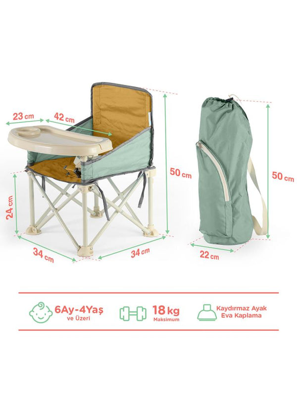 Minimono Büyük Boy Katlanır Portatif  Mama Sandalyesi - Sarı