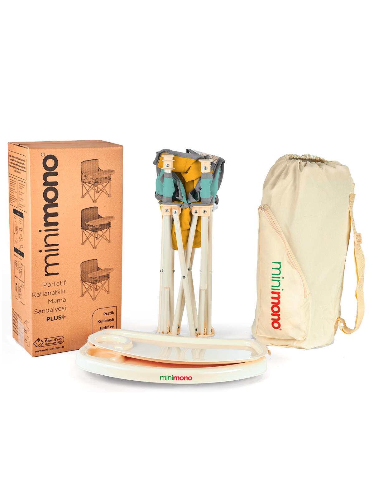 Minimono Büyük Boy Katlanır Portatif  Mama Sandalyesi - Sarı