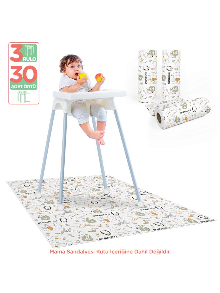 Minimono 3'Lü Desen Mama Sandalyesi Altı Ve Aktivite Örtüsü - Yeşil