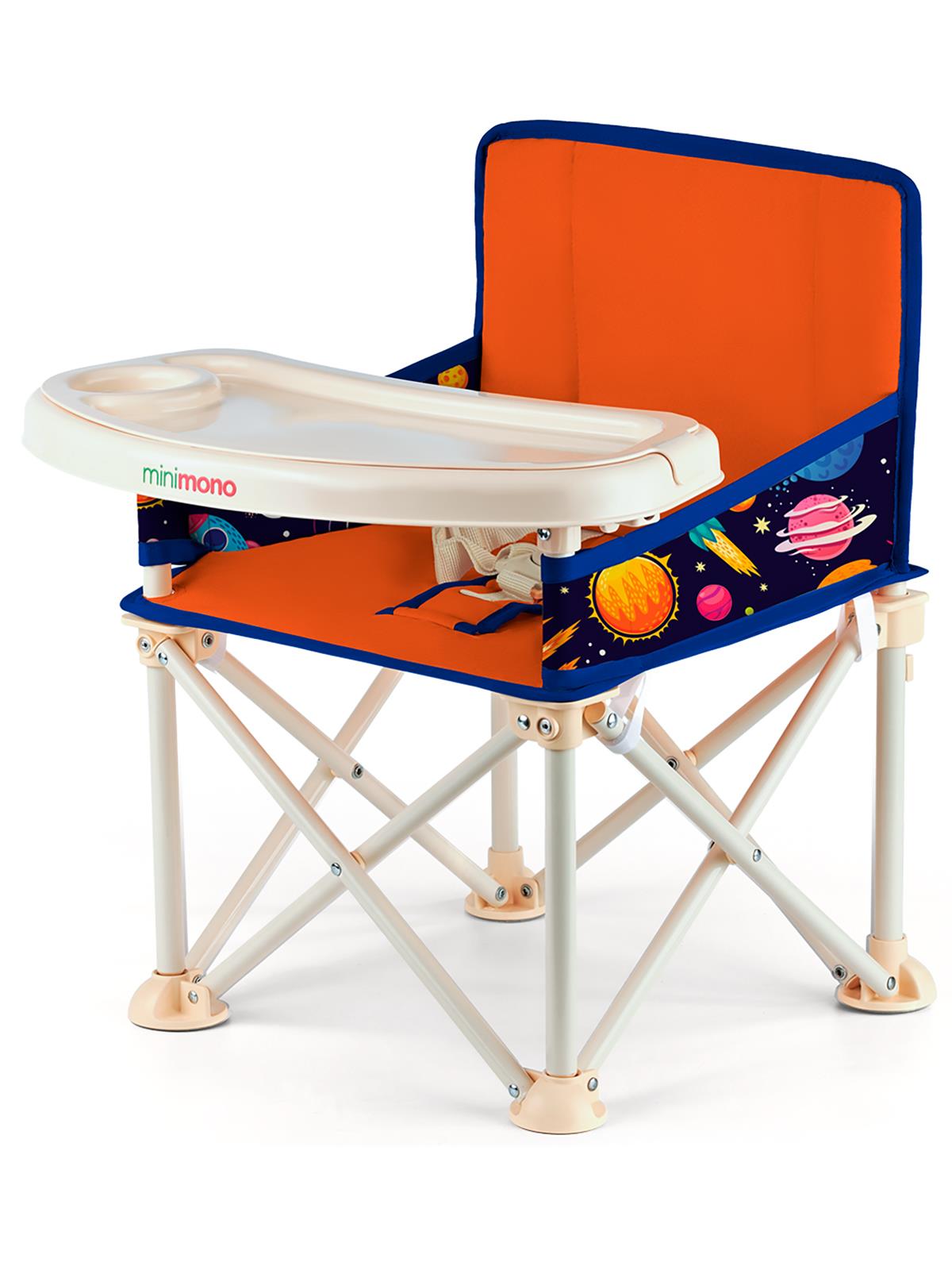Minimono Büyük Boy Katlanır Portatif  Mama Sandalyesi - Turuncu