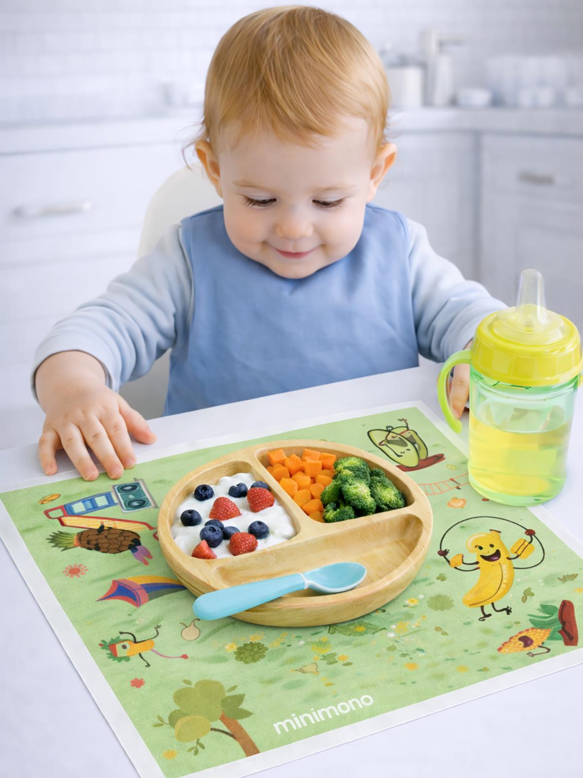 Minimono Bebekler İçin Tek Kullanımlık Beslenme Örtüsü- 30'lu Paket - Yeşil