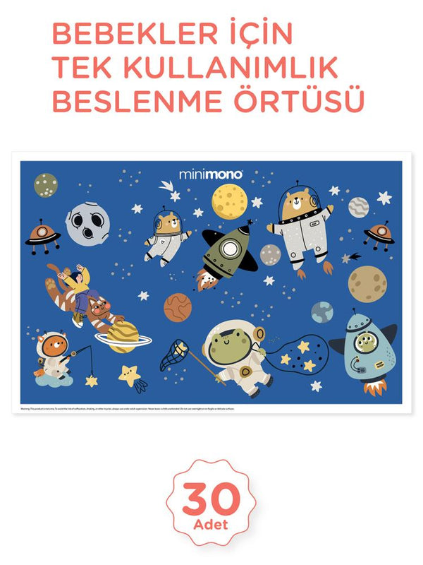 Minimono Bebekler İçin Tek Kullanımlık Beslenme Örtüsü- 30'lu Paket - Lacivert