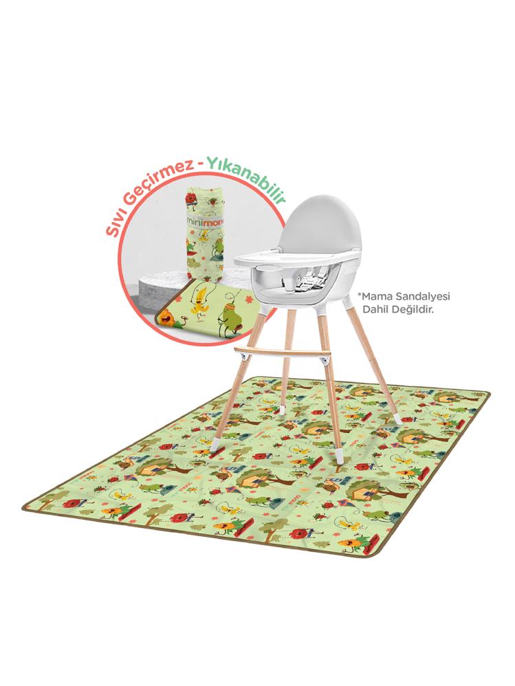 Minimono Mama Sandalyesi Altı ve Aktivite Bakım Örtüsü - Sıvı Geçirmez Kaydırmaz Yıkanabilir - 145x120cm - Yeşil