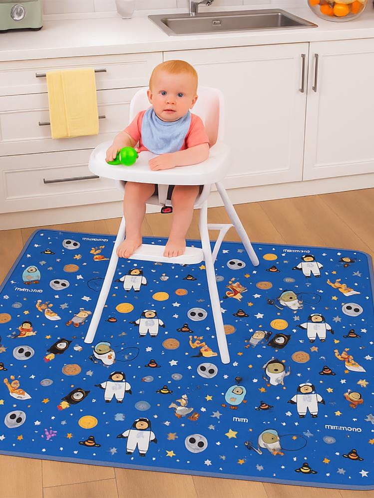 Minimono Mama Sandalyesi Altı ve Aktivite Bakım Örtüsü - Sıvı Geçirmez Kaydırmaz Yıkanabilir - 145x120cm - Lacivert