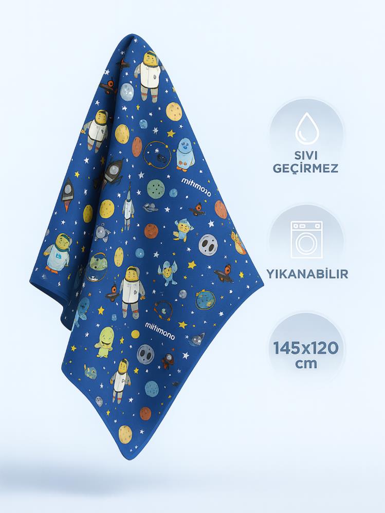 Minimono Mama Sandalyesi Altı ve Aktivite Bakım Örtüsü - Sıvı Geçirmez Kaydırmaz Yıkanabilir - 145x120cm - Lacivert