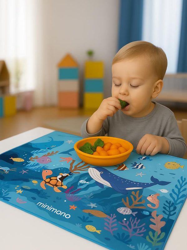 Minimono Bebekler İçin Tek Kullanımlık Beslenme Örtüsü- 30'lu Paket - Mavi