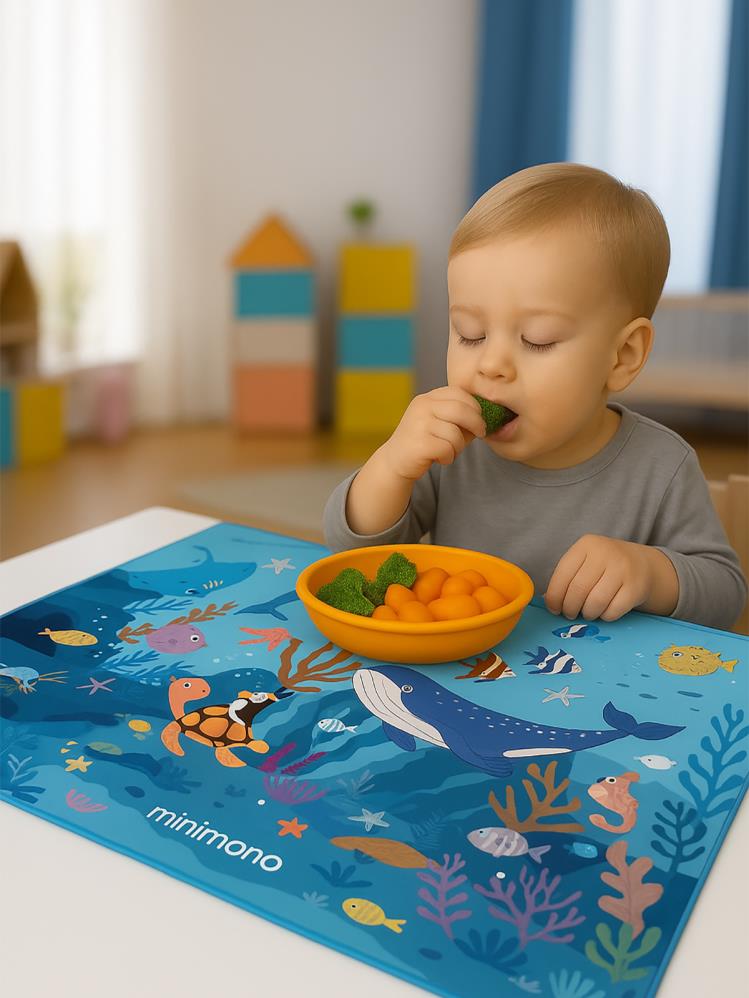 Minimono Bebekler İçin Tek Kullanımlık Beslenme Örtüsü- 30'lu Paket - Mavi