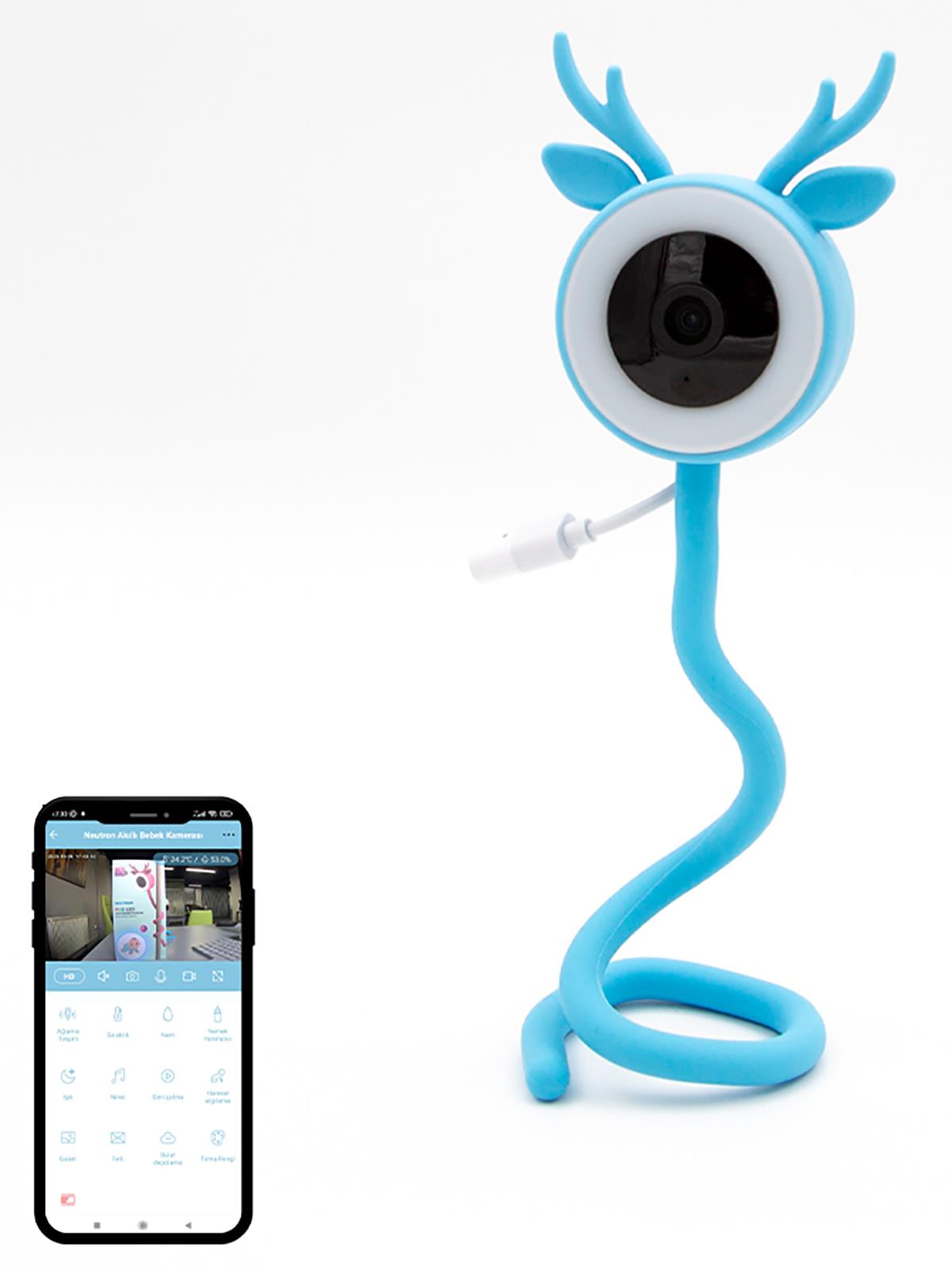 Neutron Geyik Figürlü 4mp Bebek İzleme Kamerası - Mavi