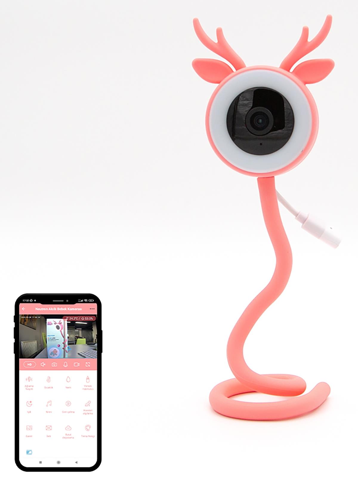 Neutron Geyik Figürlü 4mp Bebek İzleme Kamerası - Pembe