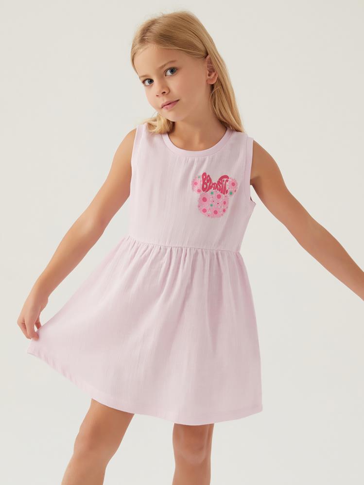 Roly Poly Mınnıe Mouse Kız Çocuk 3-8 Yaş Jile Elbise - Pembe