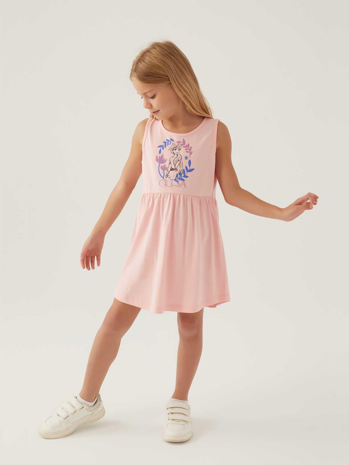 Roly Poly Frozen Kız Çocuk 3-8 Yaş Jile Elbise - Pudra