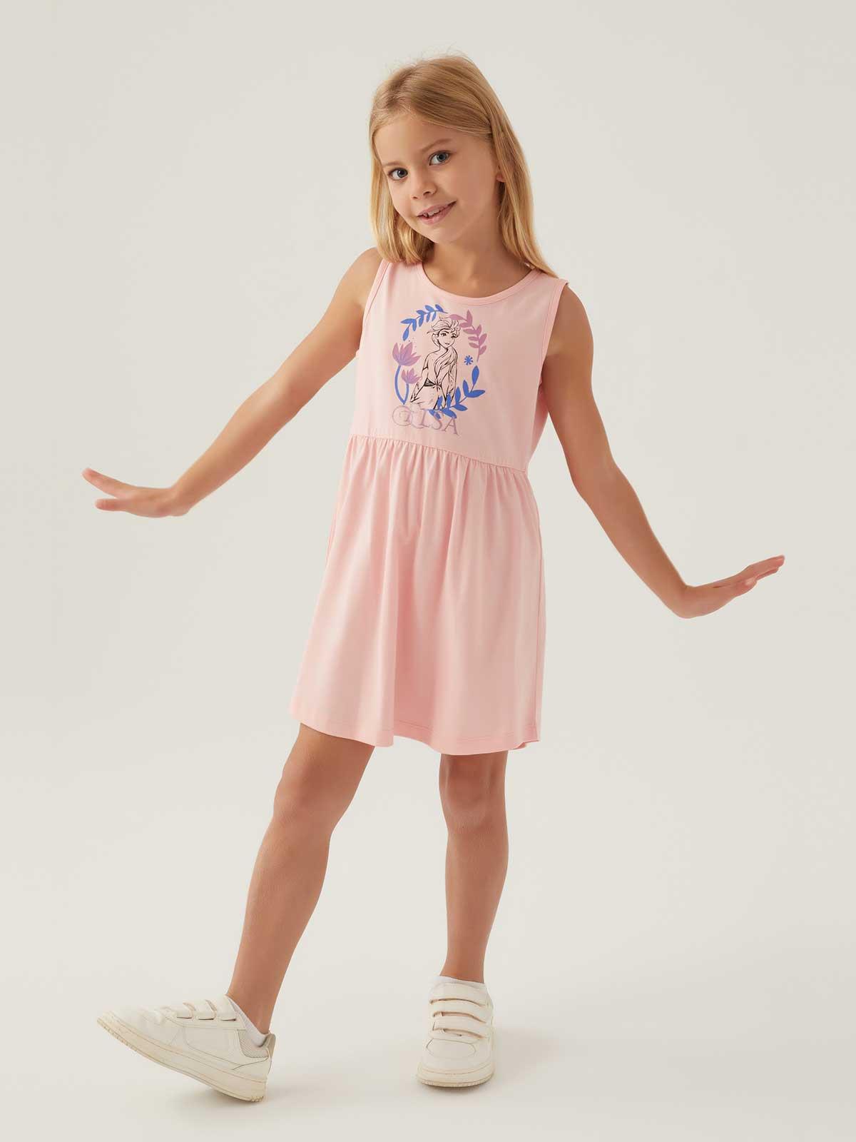 Roly Poly Frozen Kız Çocuk 3-8 Yaş Jile Elbise - Pudra