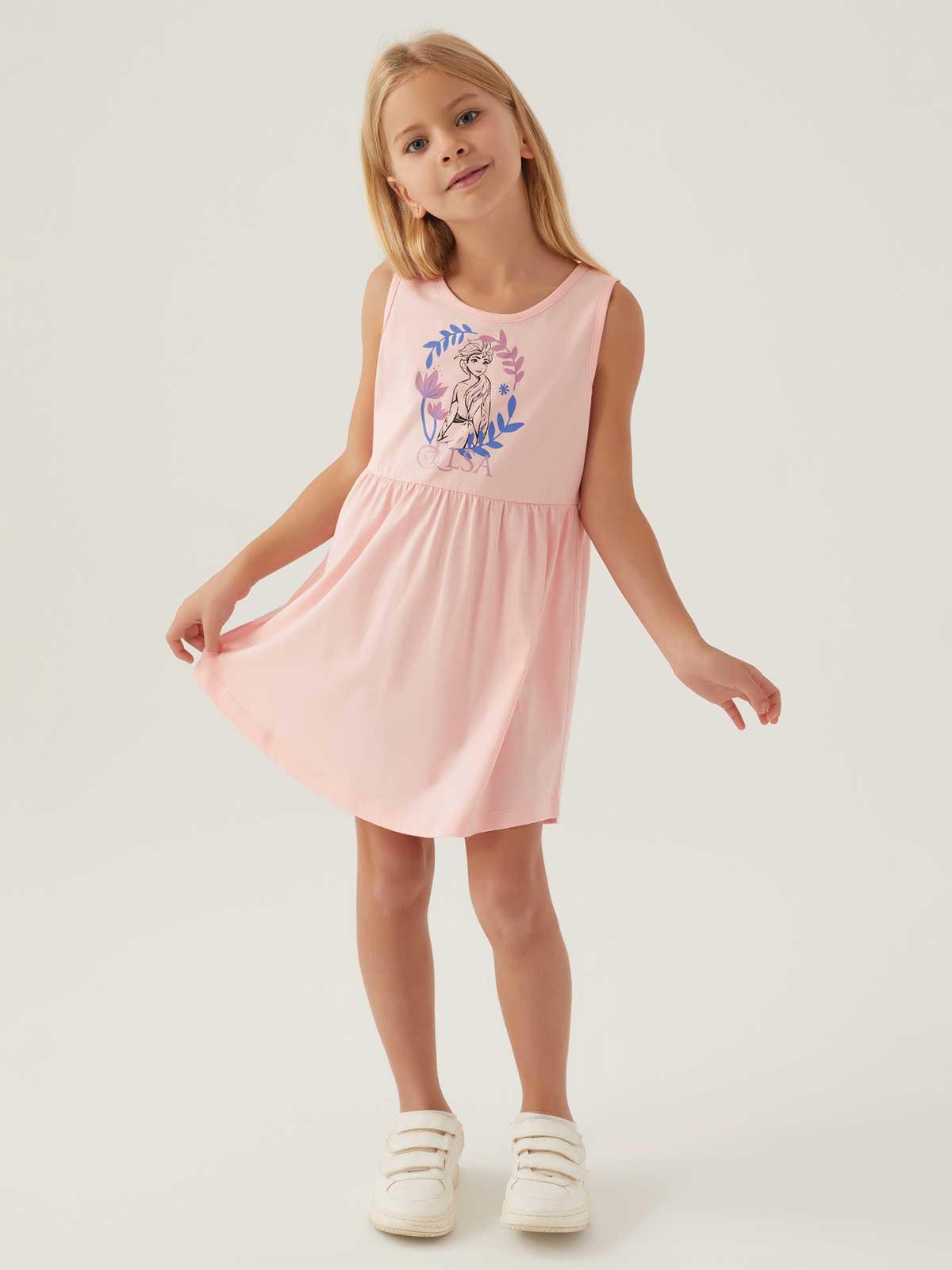 Roly Poly Frozen Kız Çocuk 3-8 Yaş Jile Elbise - Pudra