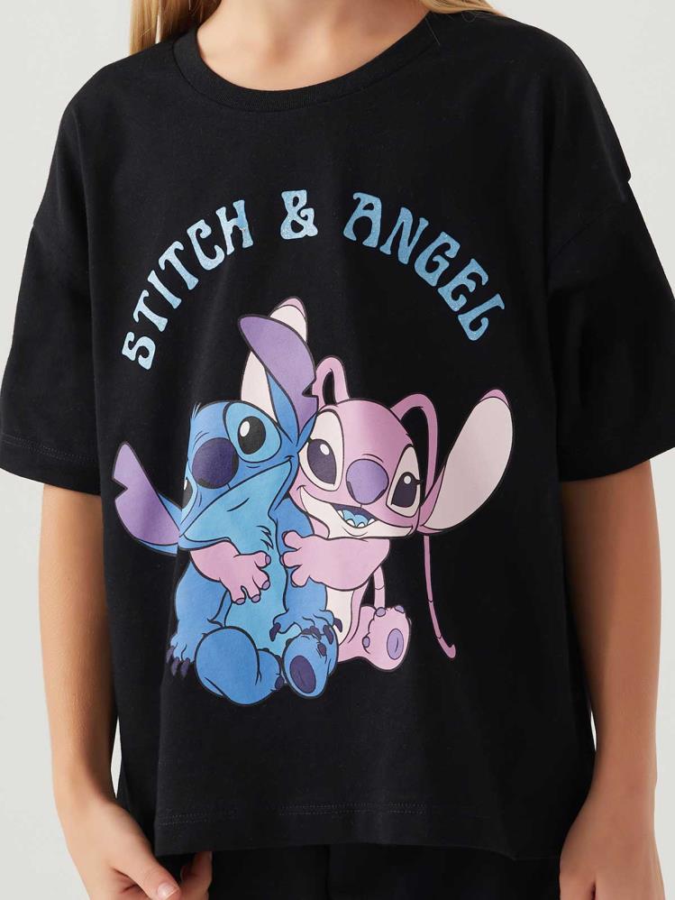 Roly Poly Stıtch Kız Çocuk 3-8 Yaş T-Shirt - Siyah