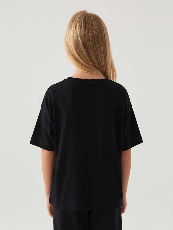 Roly Poly Stıtch Kız Çocuk 3-8 Yaş T-Shirt - Siyah