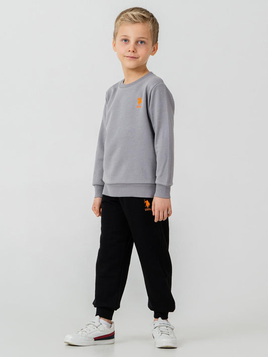 U.S. Polo Assn Kids Eşofman Takımı | 3 İp Şardonsuz -3 İp Şardonsuz | Okul Kreş ve Günlük Kullanım - Gri