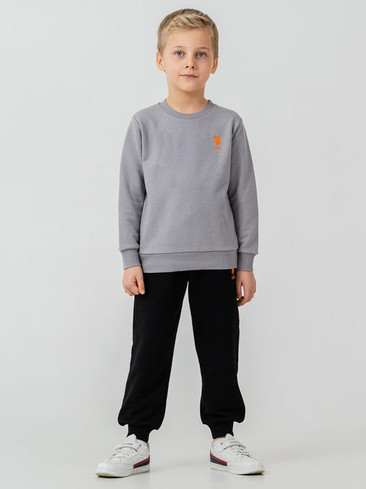 U.S. Polo Assn Kids Eşofman Takımı | 3 İp Şardonsuz -3 İp Şardonsuz | Okul Kreş ve Günlük Kullanım - Gri