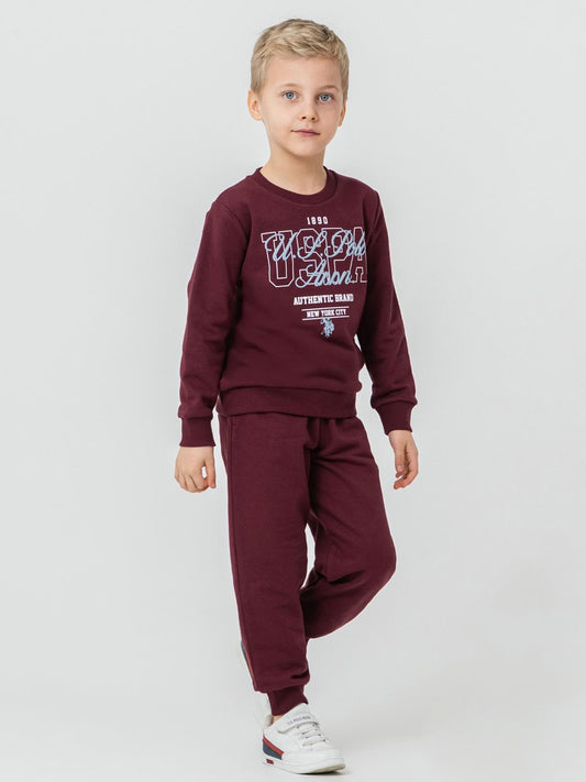 U.S. Polo Assn Kids Eşofman Takımı | 3 İp Şardonsuz -3 İp Şardonsuz | Okul Kreş ve Günlük Kullanım - Lila
