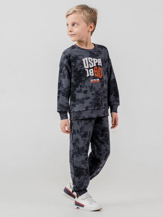 U.S. Polo Assn Kids Eşofman Takımı | 3 İp Şardonsuz -3 İp Şardonsuz | Okul Kreş ve Günlük Kullanım - Gri